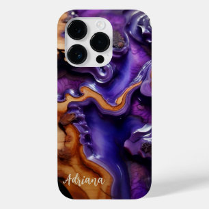 Coque Pour iPhone 14 Pro Bois de téléphone Résine, Bois de Burl Design