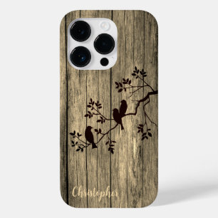 Coque Pour iPhone 14 Pro Bois élégant moderne - arbre et corneille - bois