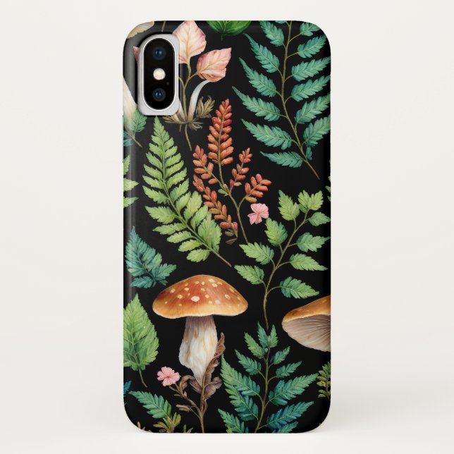 Coques Case-Mate iPhone Bois foncé Champignons Bois Motif Art (Dos)
