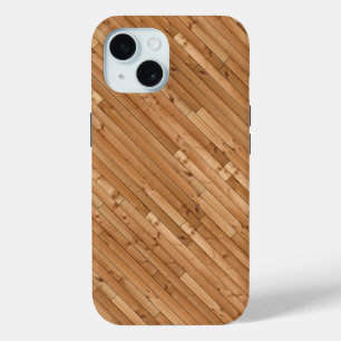 Coque Pour iPhone 15 Bois : lamelles de bois clair