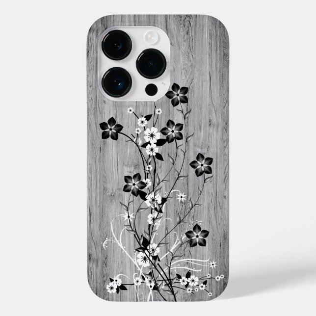 Coques Case-Mate iPhone Bois moderne élégant - fleurs - bois (Verso)