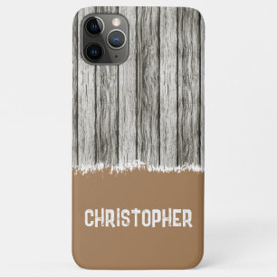 Case-Mate iPhone Case Bois rustique ajouter le nom gris et brun