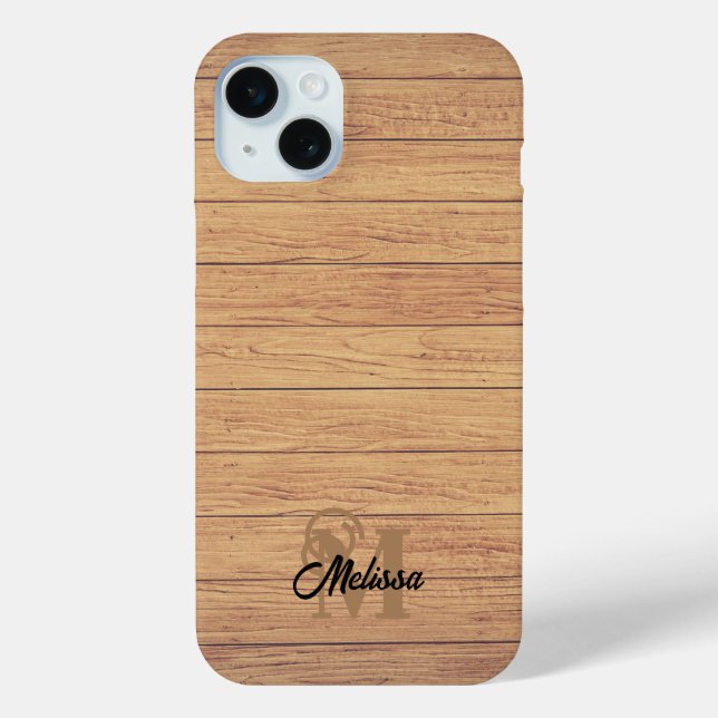 Coques Case-Mate iPhone Bois rustique monogramed (Verso)