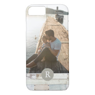 Coque iPhone 7 Bois rustique + Monogramme