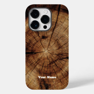 Coque Pour iPhone 14 Pro Bois rustique Monogramme de grain
