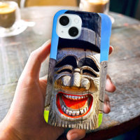 Bois totem rire dents visage photo audacieuse