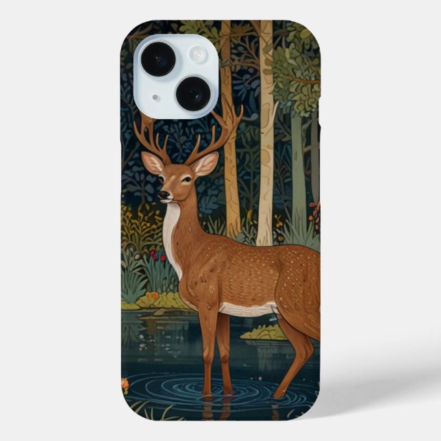 Coques Case-Mate iPhone Bois vert Design : Boho Rustic Deer (Verso)