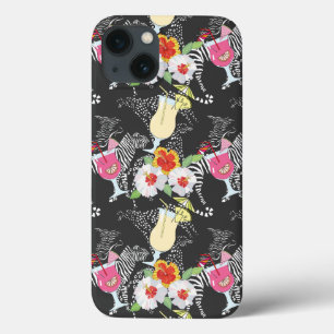 Etui iPhone 13 Boissons Tropicales Avec Animaux