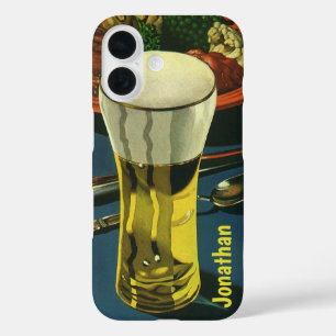 Coque Pour iPhone 16 Boissons vintages, Verre de bière, Dîner
