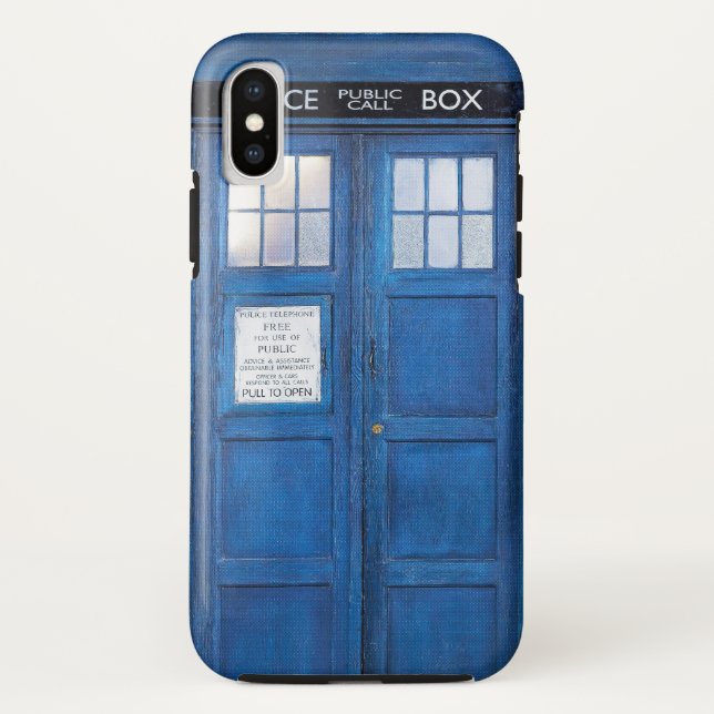 Coques Case-Mate iPhone Boîte d'appel de la cabine téléphonique Blue Retro (Dos)