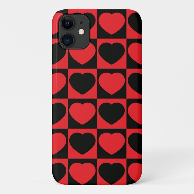 Coques Case-Mate iPhone boîte téléphonique de coeurs noir et rouge (Dos)
