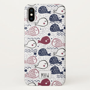 Coque iPhone X Boîtes de téléphone monogramme personnalisées Cute