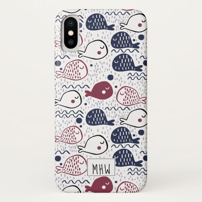 Coques Case-Mate iPhone Boîtes de téléphone monogramme personnalisées Cute (Dos)