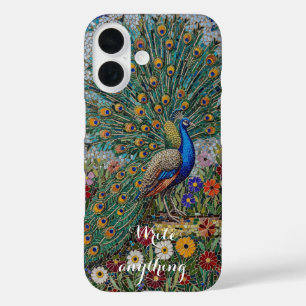 Coque Pour iPhone 16 Boîtier artistique iPhone Mosaic Peacock Garden