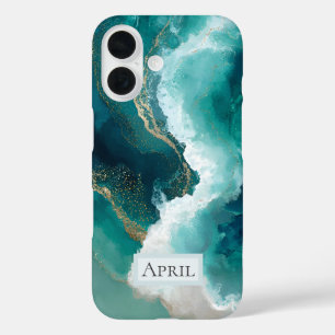 Coque Pour iPhone 16 Boîtier Case-Mate iPhone en marbre sarcelle, blanc