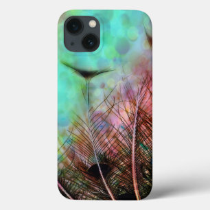 iPhone 13 Case Boîtier d'air Pastel Peacock Plumes iPad