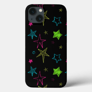 iPhone 13 Coque Boîtier d'air pour iPad Doodle Stars Neon