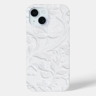Coque Pour iPhone 15 Boîtier de téléphone à motif floral blanc incorpor