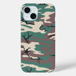 Coque Pour iPhone 15 Boîtier de téléphone Camo Woodland