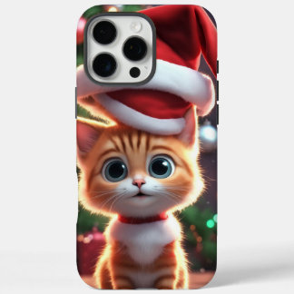 Coques iPhone 16 Pro Max Boîtier de téléphone coque-Mate, chaton de Noël mi