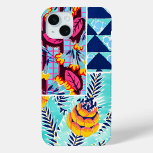 Coque iPhone 15 Mini Boîtier de téléphone de conception florale multi-V
