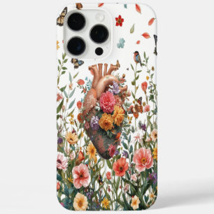 Coques iPhone 16 Pro Max Boîtier de téléphone du coeur floral Anatomie de l