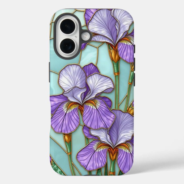 Coques Case-Mate iPhone Boîtier de téléphone Fleur Iris en Verre Tiré (Verso)