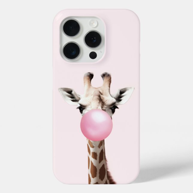 Coques Case-Mate iPhone Boîtier de téléphone Giraffe soufflant rose bulle (Verso)