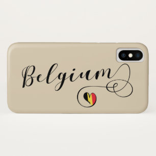 Coque iPhone X Boîtier de téléphone mobile Heart Belgium, Drapeau