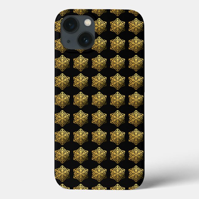 Coques Case-Mate iPhone Boîtier de téléphone noir Gold Snowflakes (Verso)