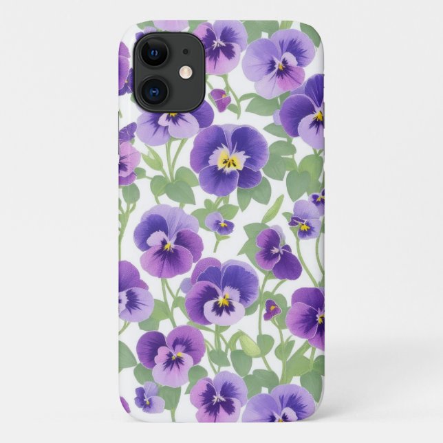 Coques Case-Mate iPhone Boîtier de téléphone Pastel Graphic Purple Pansies (Dos)