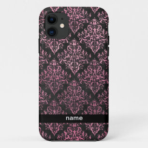 Case-Mate iPhone Case boîtier de téléphone personnalisé noir rose damass