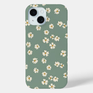 Coque Pour iPhone 15 Boîtier de téléphone pour fleurs vertes