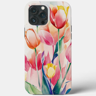 Case-Mate iPhone Case Boîtier de téléphone pour tulipes de style aquarel