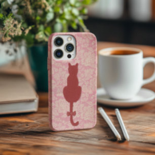 Coques iPhone 16 Pro Max Boîtier de téléphone Silhouette Chat Rose