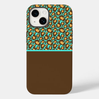 Coque Pour iPhone 14 Boîtier d'impression Cheetah turquoise et Brown