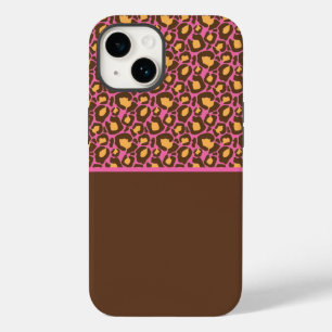 Coque Pour iPhone 14 Boîtier d'impression rose et Brown Cheetah