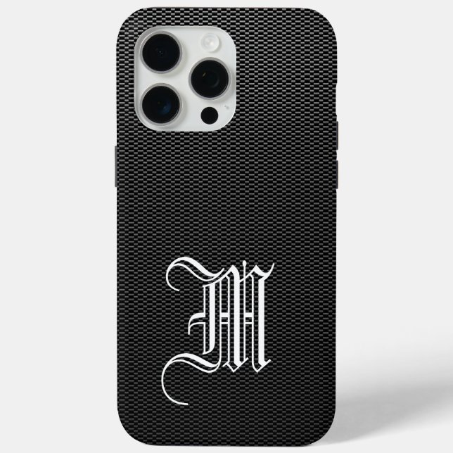 Coques Case-Mate iPhone Boîtier en fibre de carbone monogramme "M" Faux (Verso)