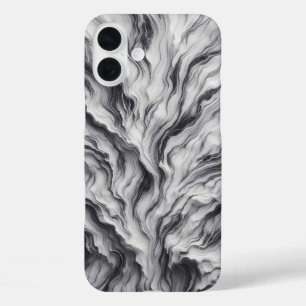 Coques iPhone 16 Plus Boîtier en marbre noir et blanc de luxe - Profonde