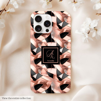 Coque iPhone 15 Pro Max Boîtier iPhone 13 Rose Gold Noir Moderne Luxe Pers