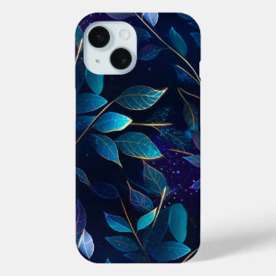 Coque Pour iPhone 15 Boîtier iPhone 15 à peine là avec feuilles bleues