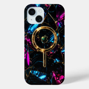 Coque Pour iPhone 15 Boîtier iPhone 15 : MagSafe Crystal Neon Futuriste