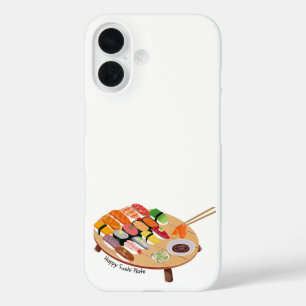 Coque Pour iPhone 16 Boîtier iPhone 16 avec assiette de sushi mignonne 
