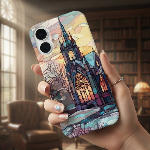 Coque Pour iPhone 16 Boîtier iPhone 16 Église en Verre Coloré
