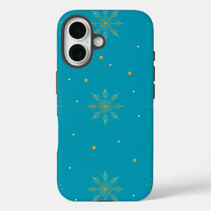 Coque Pour iPhone 16 Boîtier iphone 16 flocon de neige doré.