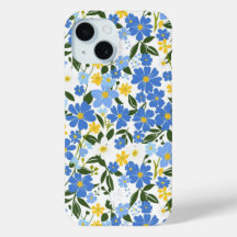 Boîtier iPhone à motif floral bleu