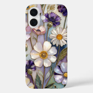 Coque Pour iPhone 16 Boîtier iPhone à motif floral violet Fleurs pastel