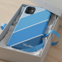 Boîtier iPhone bleu personnalisé avec nom pour lui