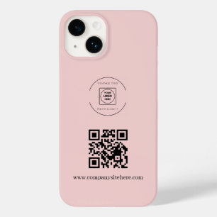 Coque Pour iPhone 14 Boîtier iphone Code QR Logo Rose Fardé Entreprise