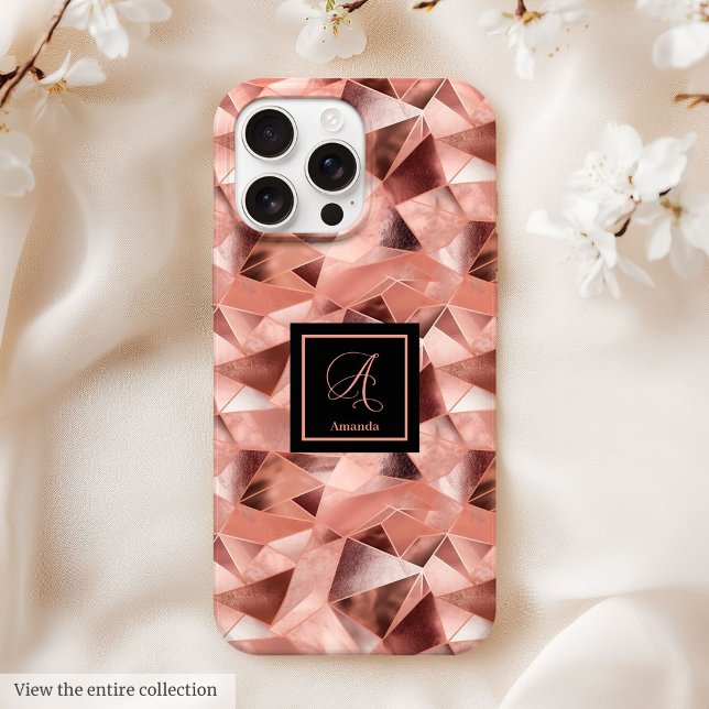 Coques Case-Mate iPhone Boîtier personnalisé pour iPhone 16 Élégant Rose G (Personalized iPhone 16 Case Elegant Rose Gold Art)